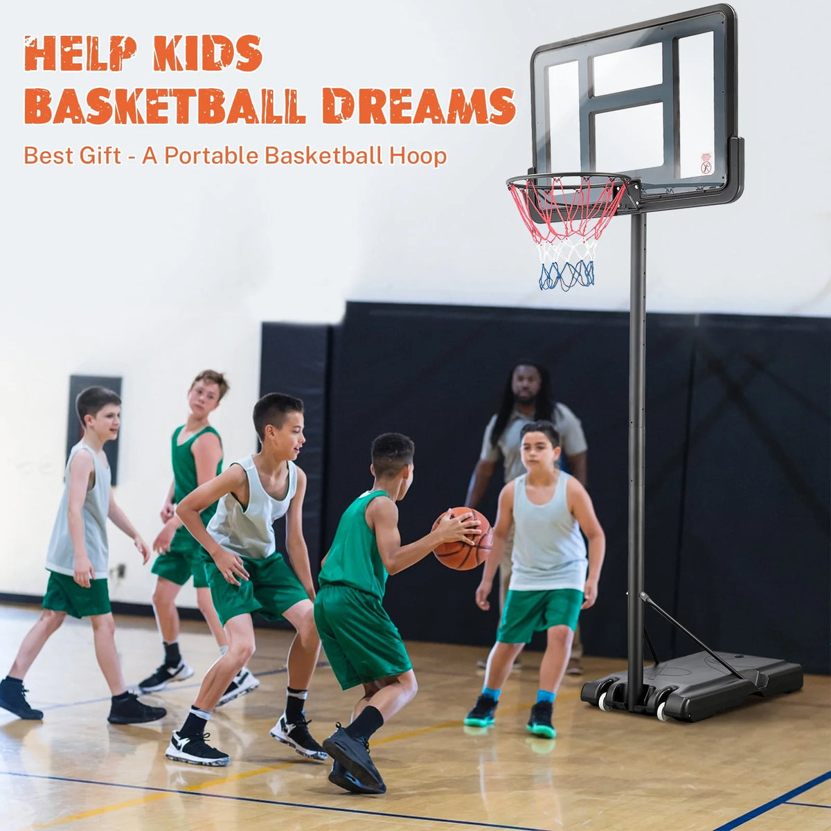 44 inch Height Adjustable Portable Basketball Hoop R386