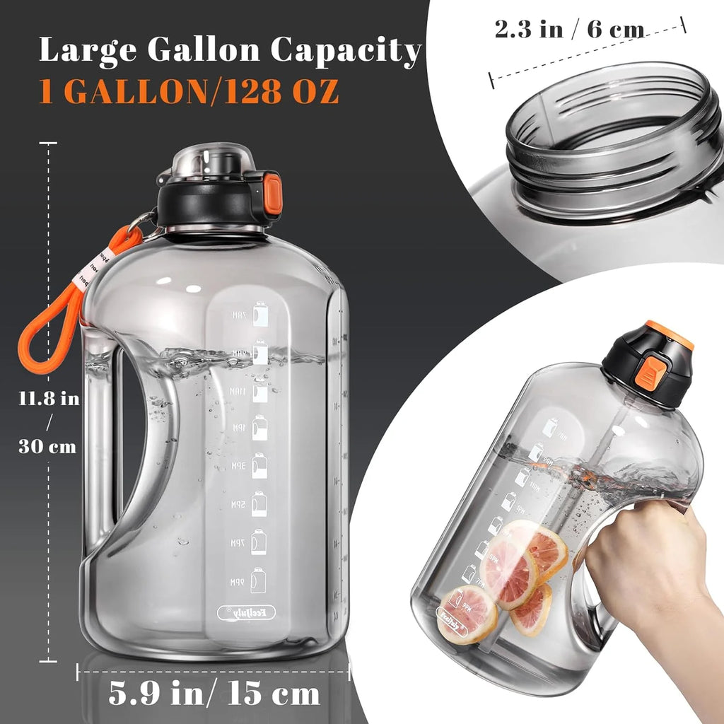 128 oz Reusable Water Bottle with Straw and Handle K8356