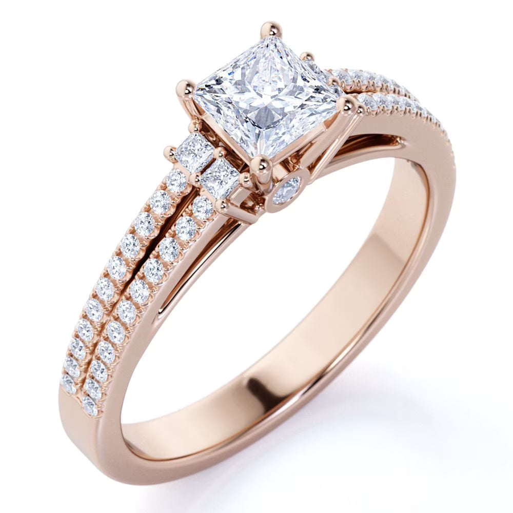 14K Rose Gold Princess Cut Lab Grown Diamond Ring D147261