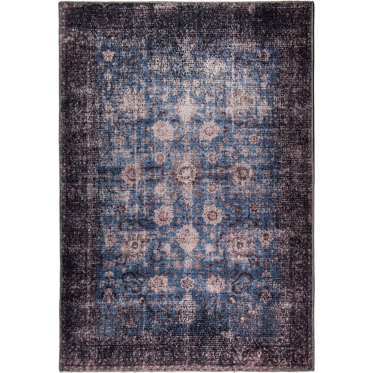 Blue Abstract Washable Area Rug 2' x 3' U8561