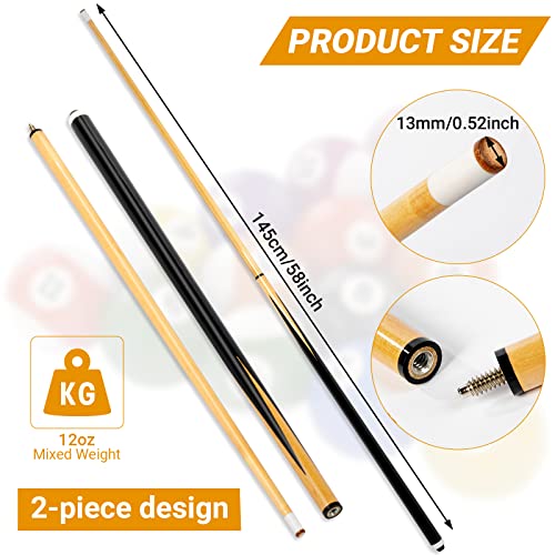 2 Piece 58 Inch 12 oz 13 mm Hardwood Pool Cue Z327283