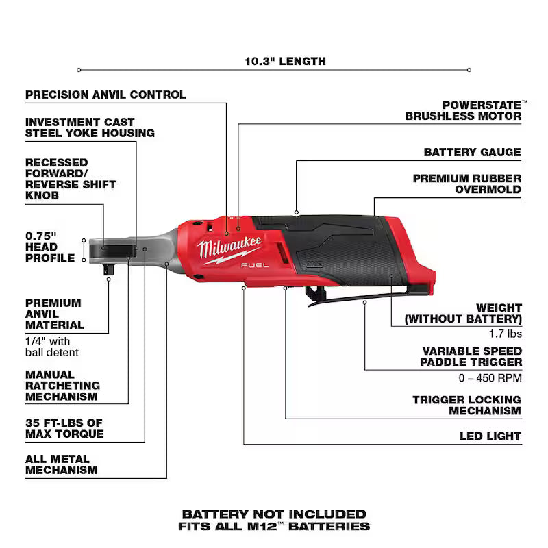 12V Lithium-Ion Brushless Cordless 1/4 in. Ratchet I523