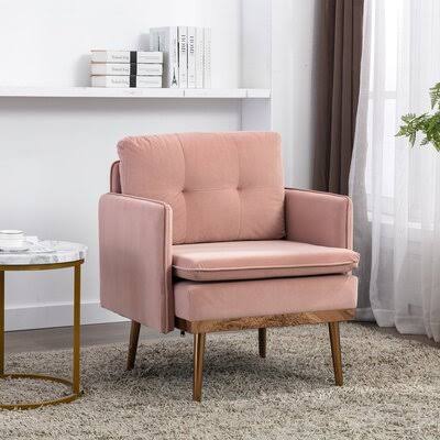 Pink Velvet Loveseat Sofa with Stainless Feet U678