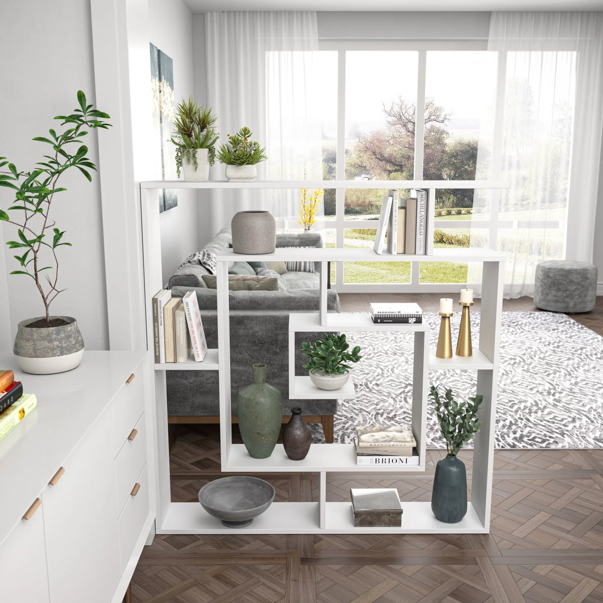 4 Tier White Modern Bookcase V96500