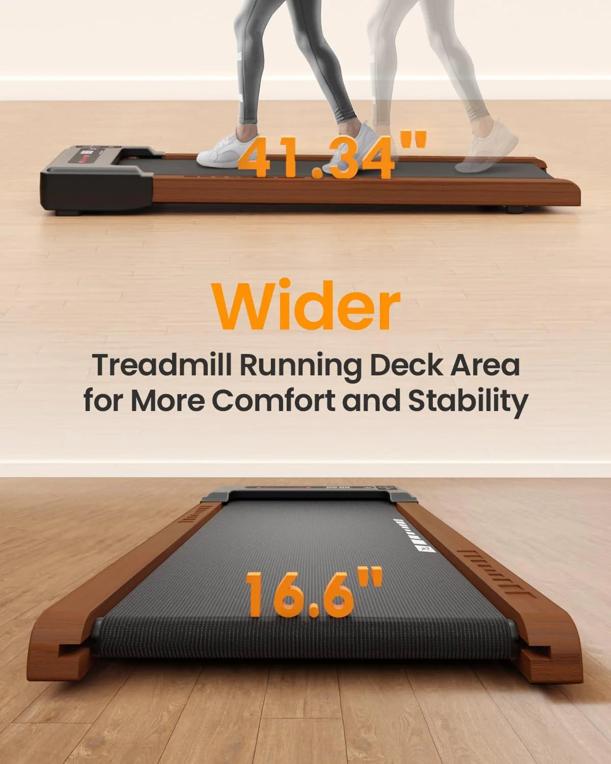 Wood Under Desk Treadmill with Remote Control, 265lbs Capacity G7108