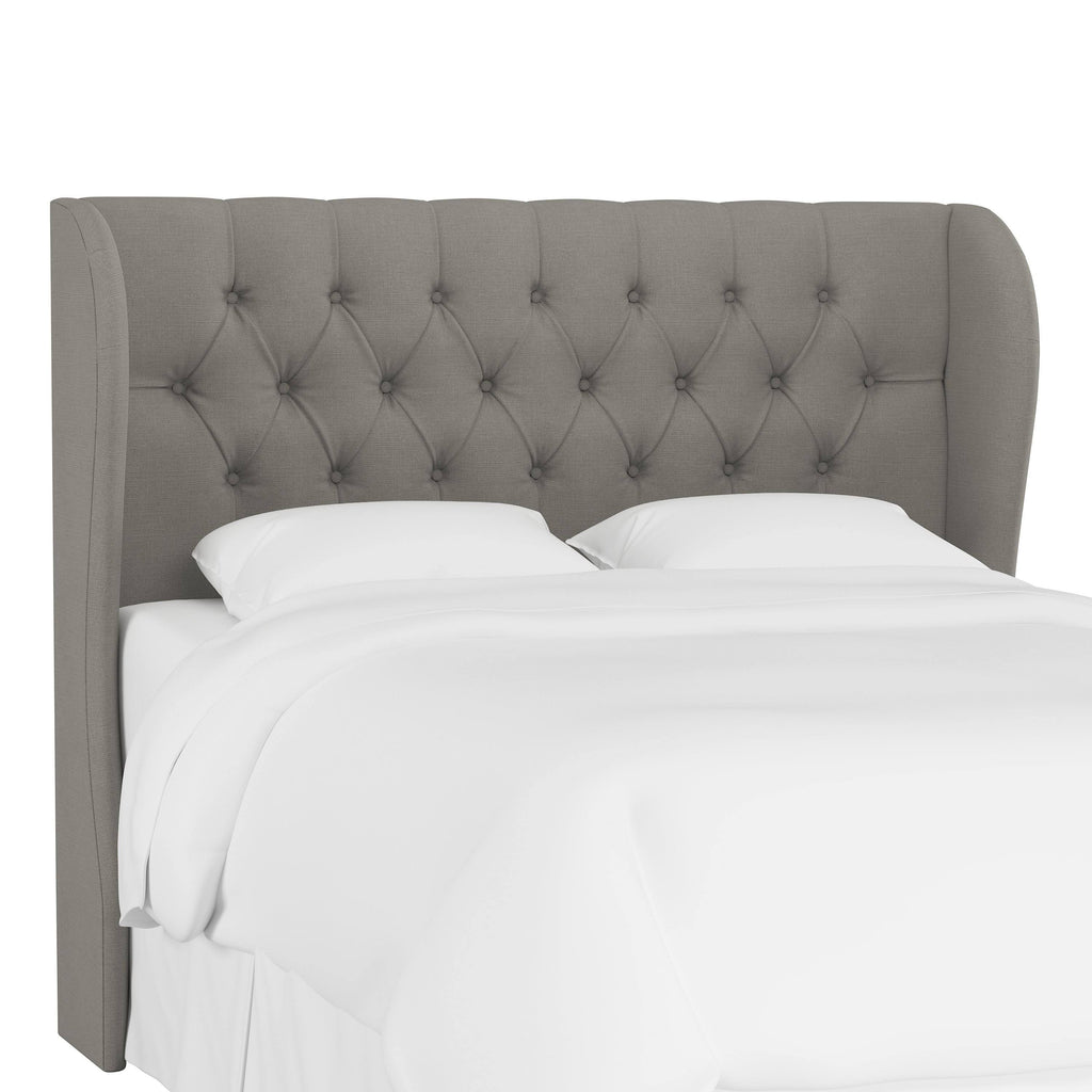 Gray Linen Tufted Wingback Headboard Y4558