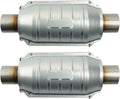 2 PACK Universal Catalytic Converter with O2 Port & Heat Shield V6082