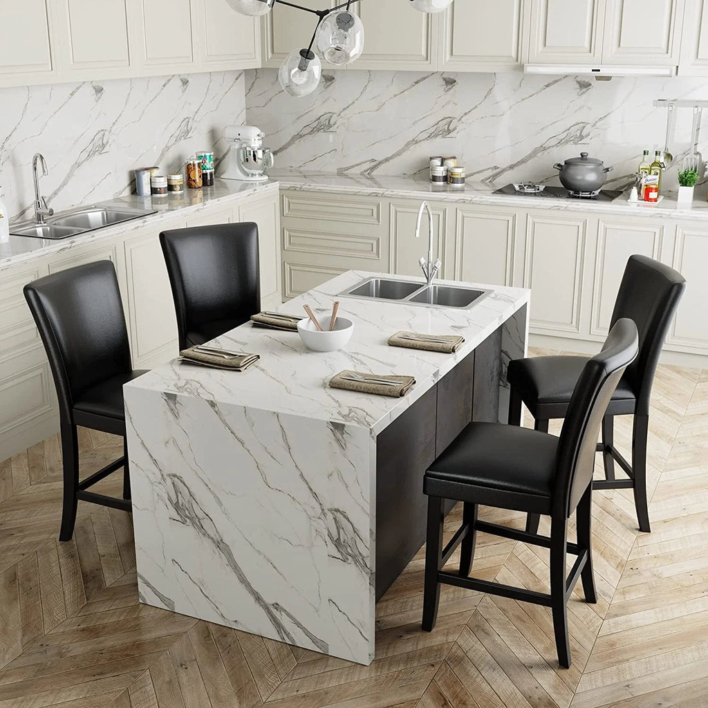 Black Faux Leather Bar Stools Set of 2 Z852821