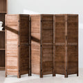 6 Panels 5.75 Ft Tall Wood Louvered Folding Privacy Room Divider I33408