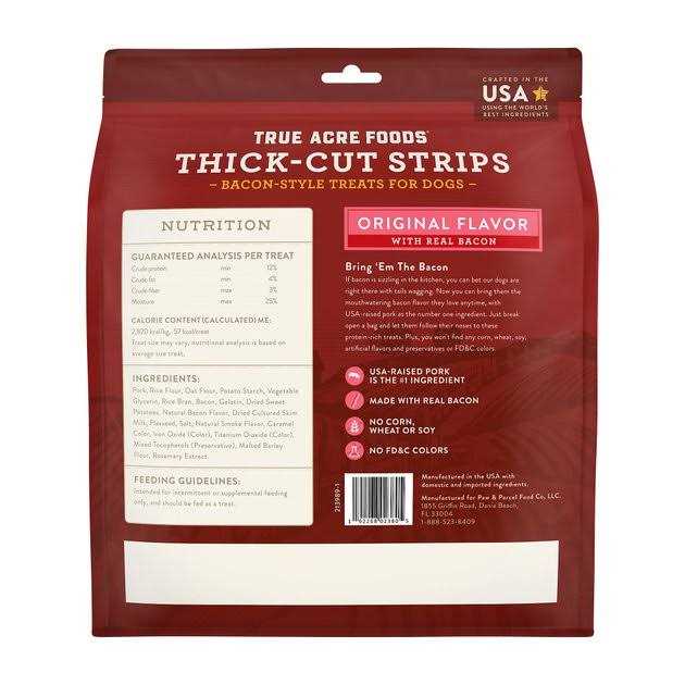 Thick Cut Strips with Real Bacon Dog Treats U857