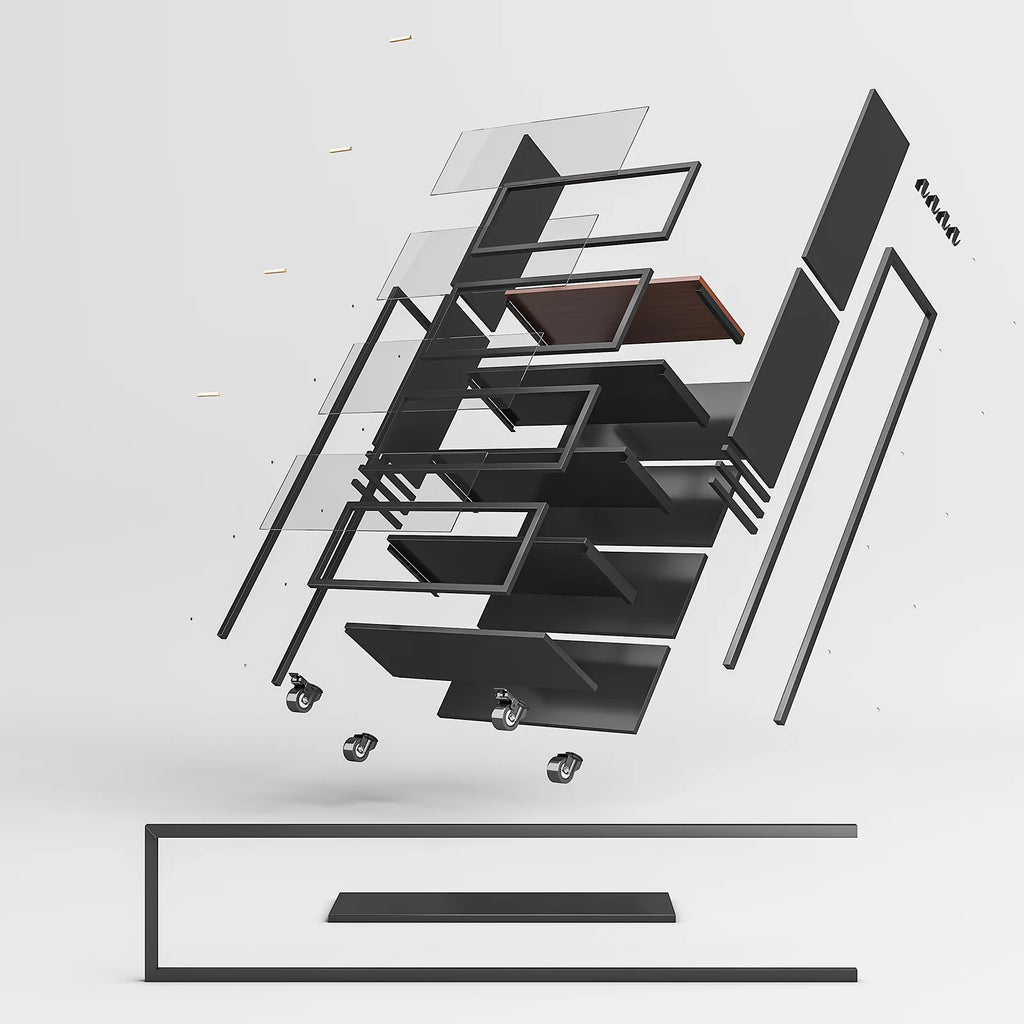 5 Tier Black Kitchen Baker's Rack with Wheels U204