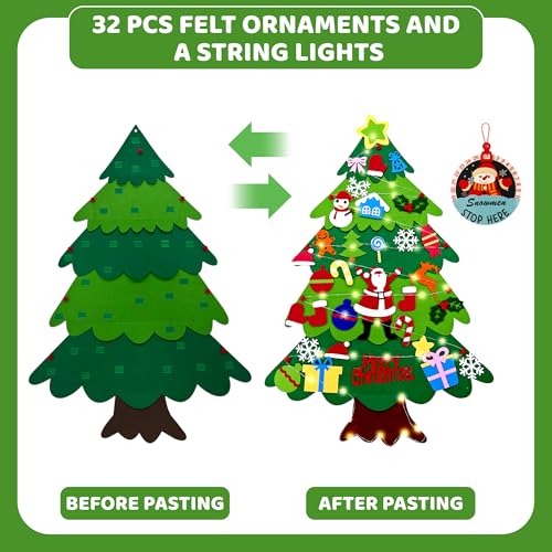 Felt Christmas Tree Set with 32pcs Ornaments J34585