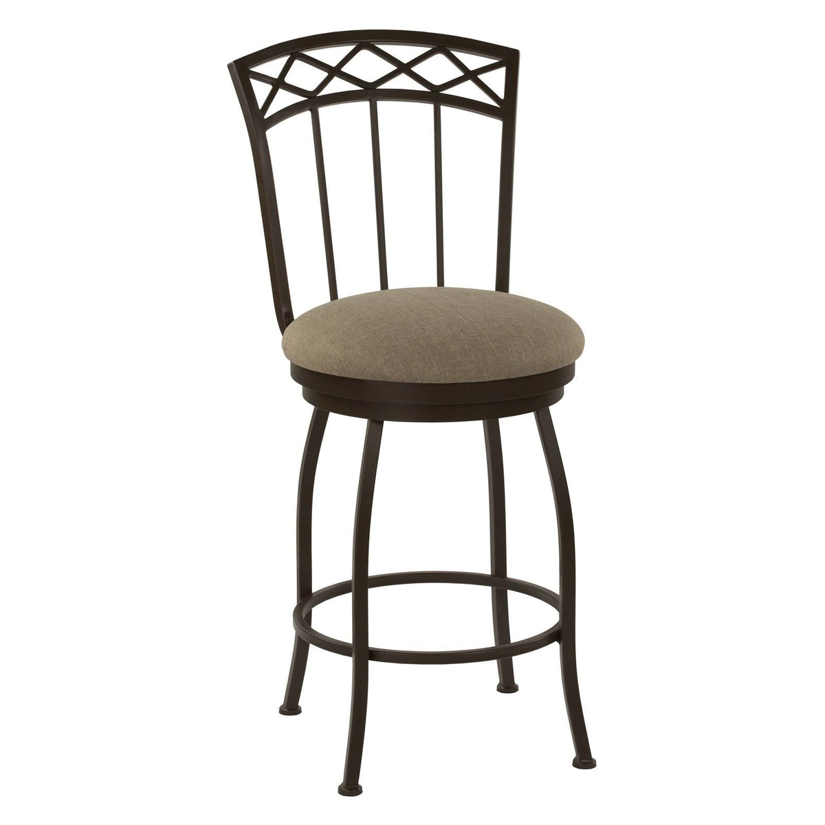 30x22 Bar Height Metal Swivel Barstool in Geneva Pepper Fabric and Matte Black Finish M6843
