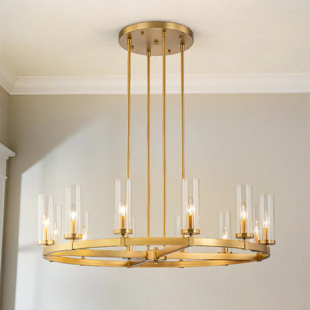 12-Light Dimmable Industrial Chandelier J2104