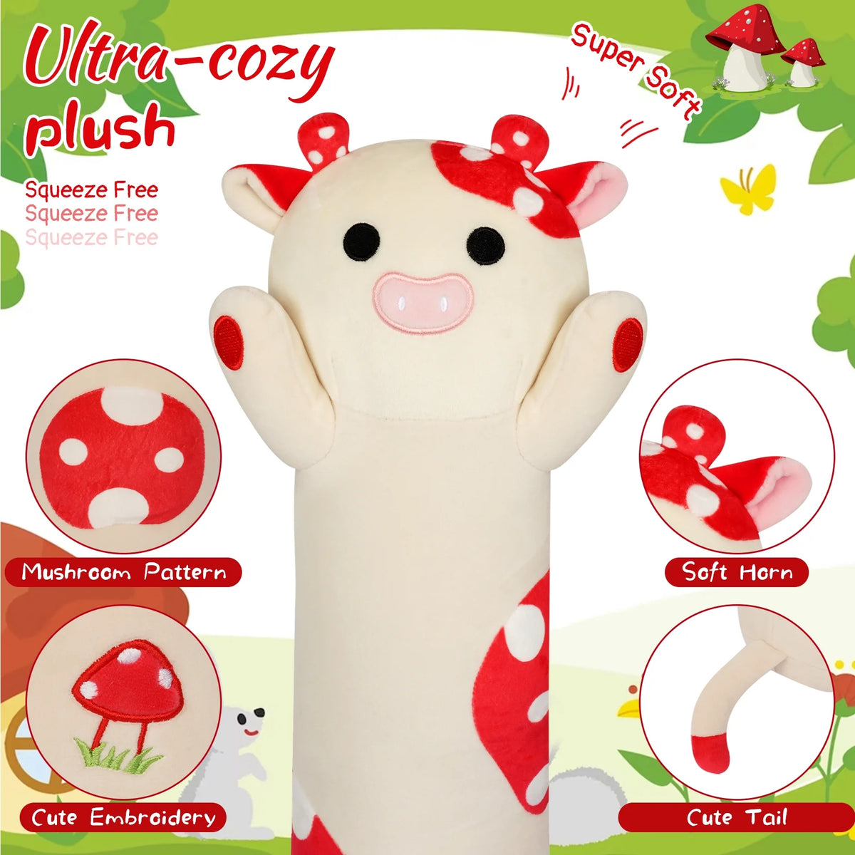 Plush Cow Body Pillow 20" Stuffed Animal D928818