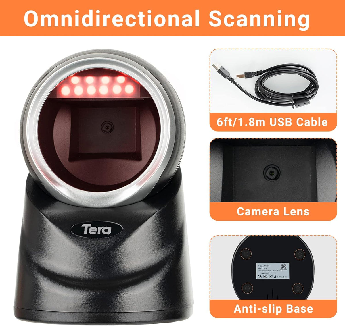 2D Desktop Barcode Scanner with USB Cable P3394