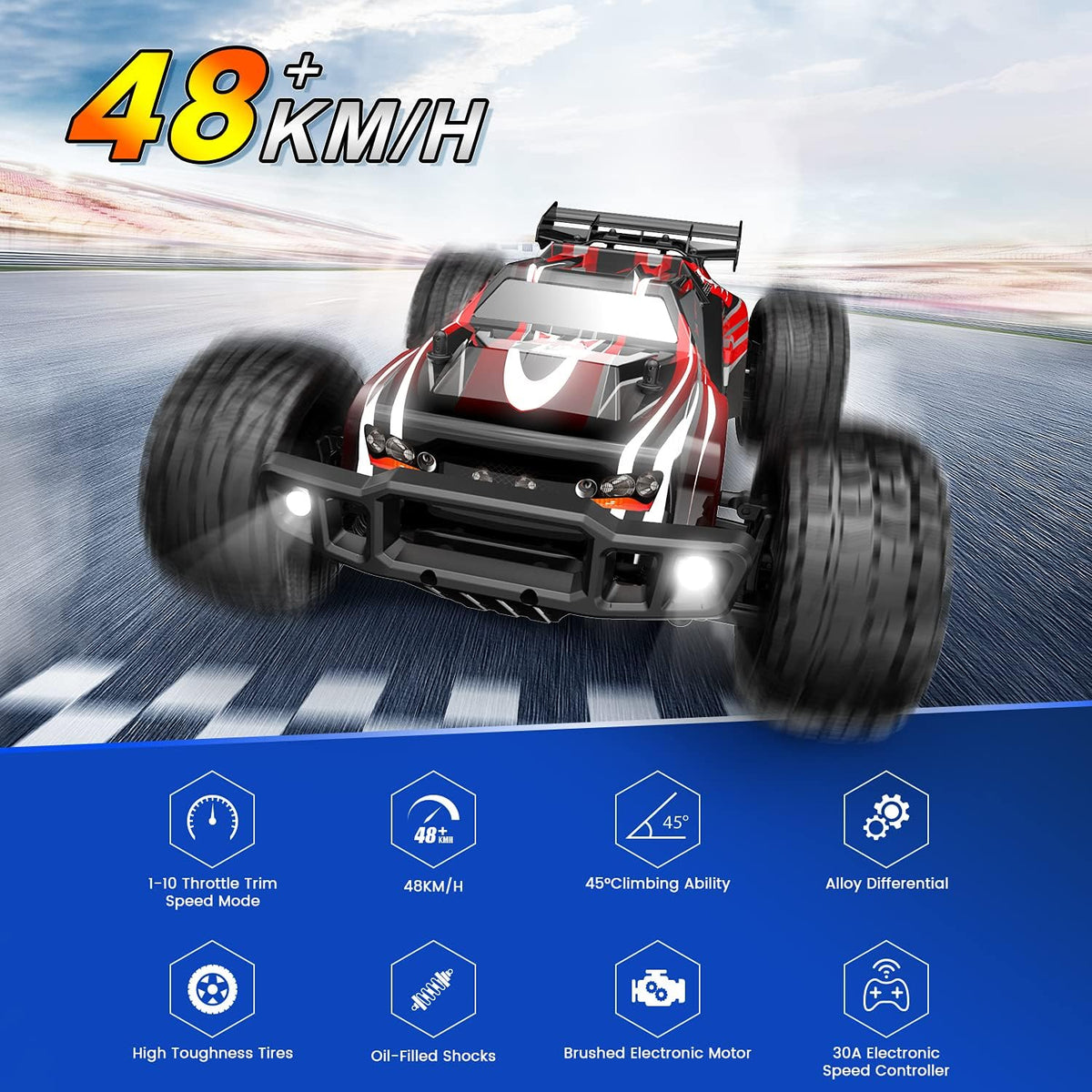 1:10 Scale 4WD Off Road RC Monster Truck with 2 Battery N8445