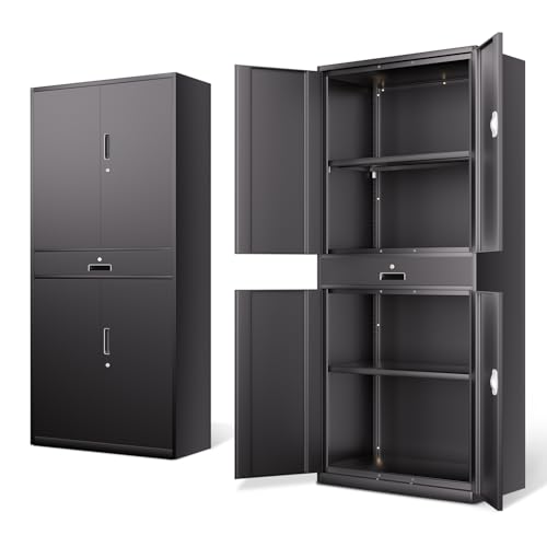 71'' Gray Metal Storage Cabinet with 1 Drawer and Adjustable Shelves G3486