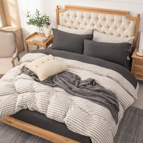 100% Cotton Jersey Knit 4pc Bed Sheet Set Extra Deep Pocket Charcoal Gray King V886