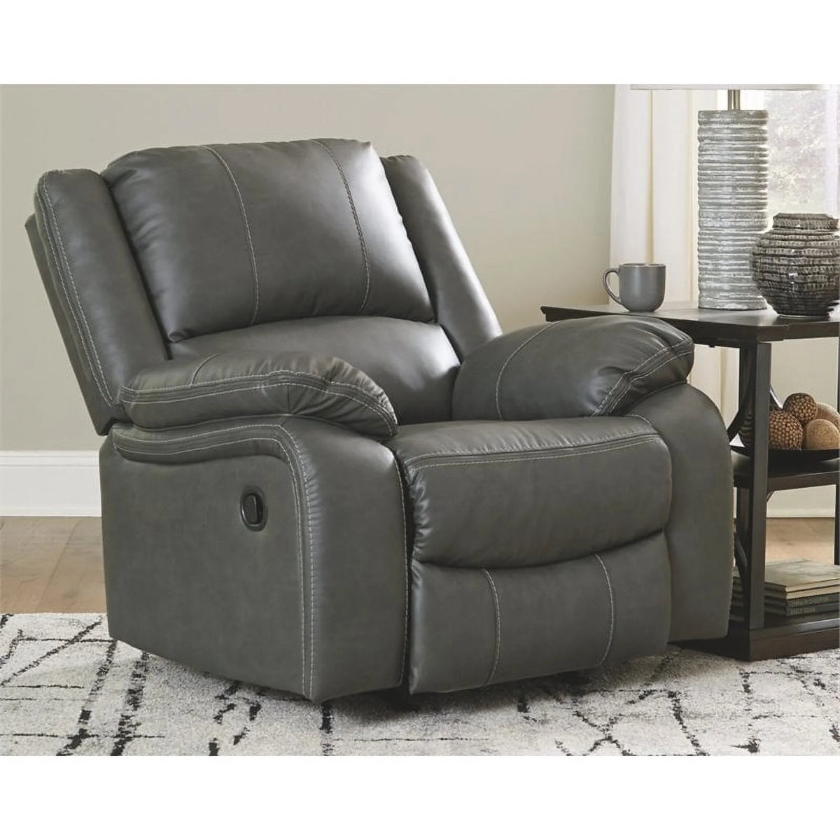 Gray Faux Leather Rocker Recliner Z2531