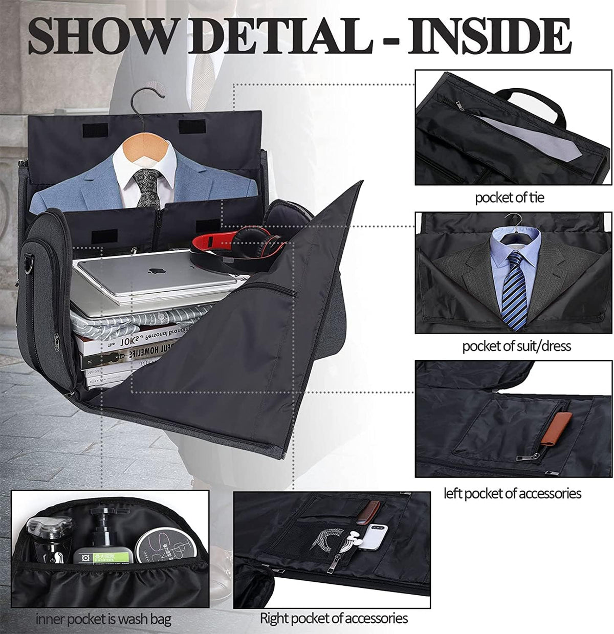 Convertible Garment Duffel Bag with Shoe Compartment E902212
