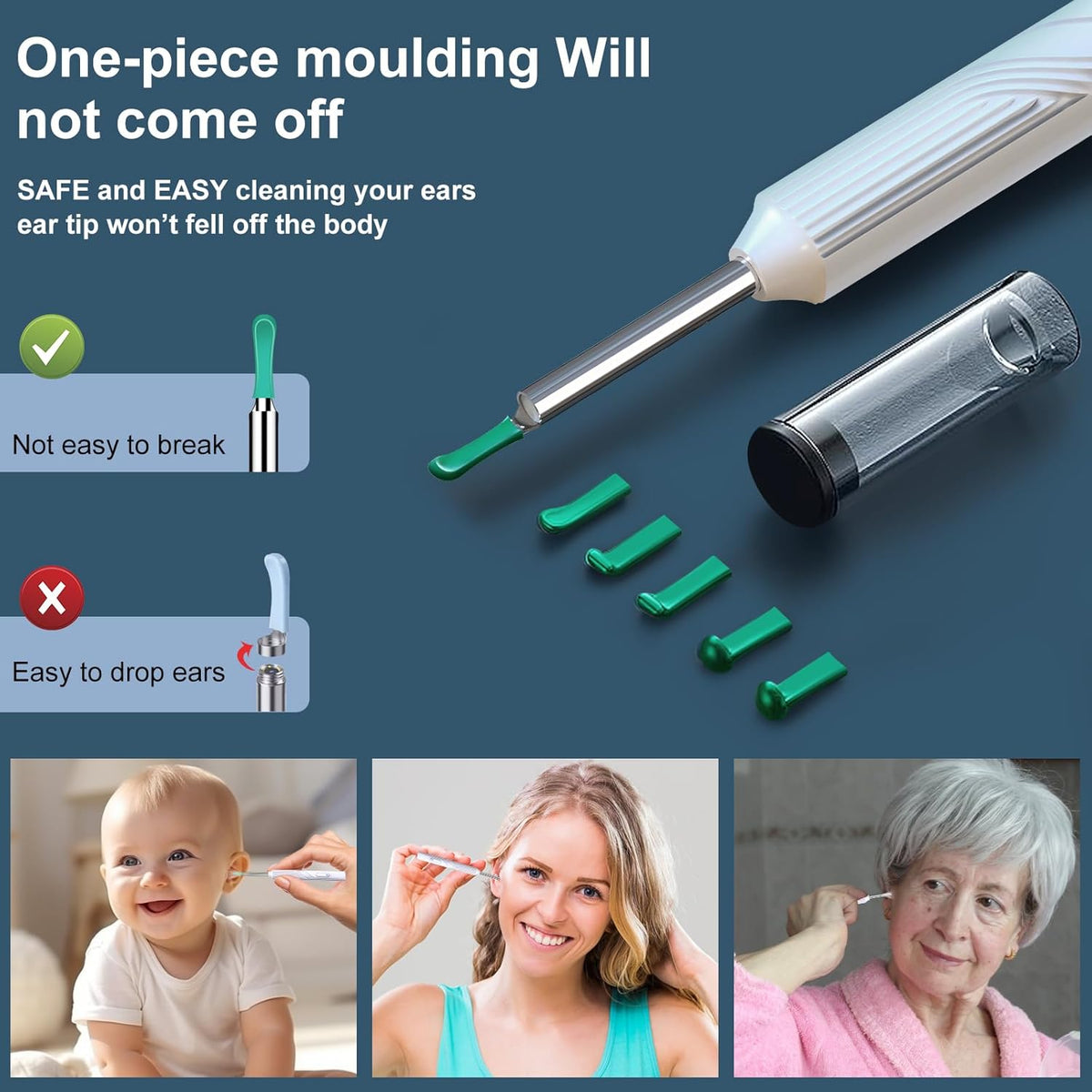 Ear Wax Removal Tool Camera with 8 Pcs Ear Set, 1080P HD Otoscope Camera and 6 LED Lights O619