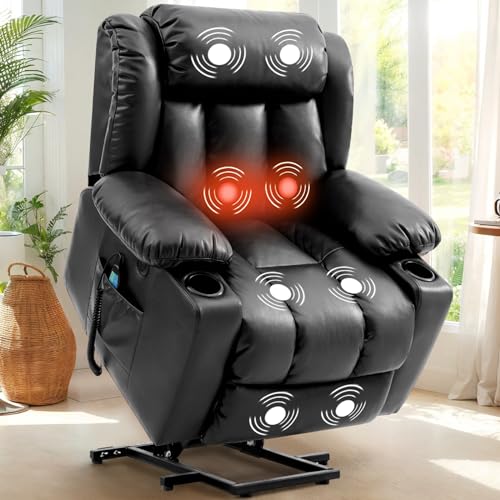 Ochre Leather Power Lift Recliner Chair with Massage & Heat K487189