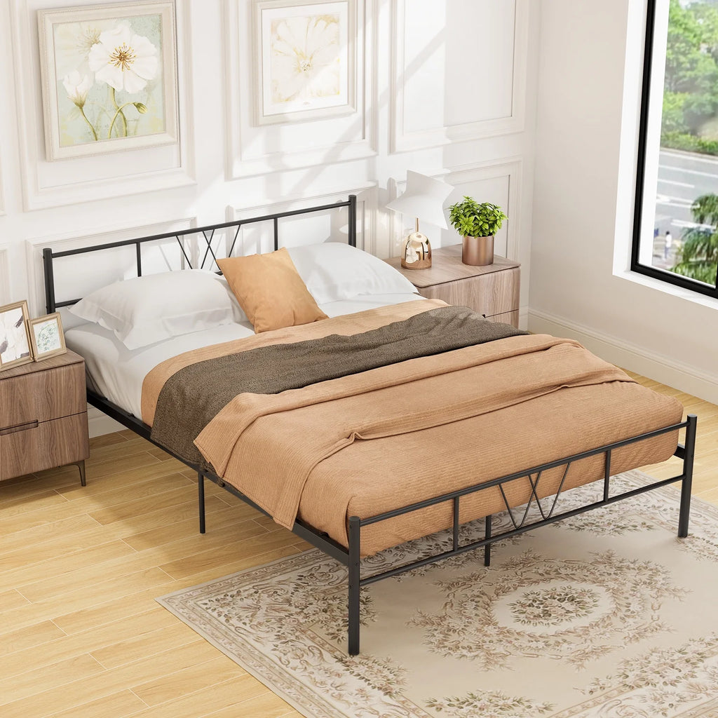 Full Size Black Metal Platform Bed Frame T2540