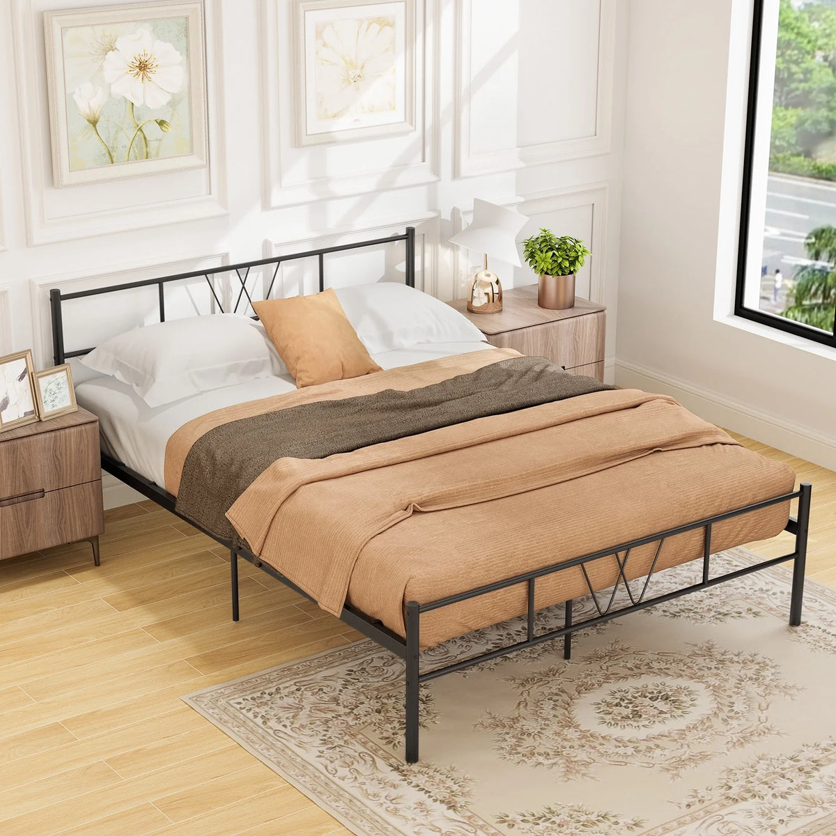 Full Size Black Metal Platform Bed Frame T2540