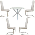 5 Piece Round Glass Top Dining Table and 4 Chairs P928615