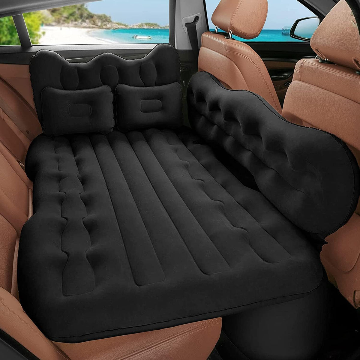 Beige Car Air Mattress Inflatable Bed with Air Pump N52234