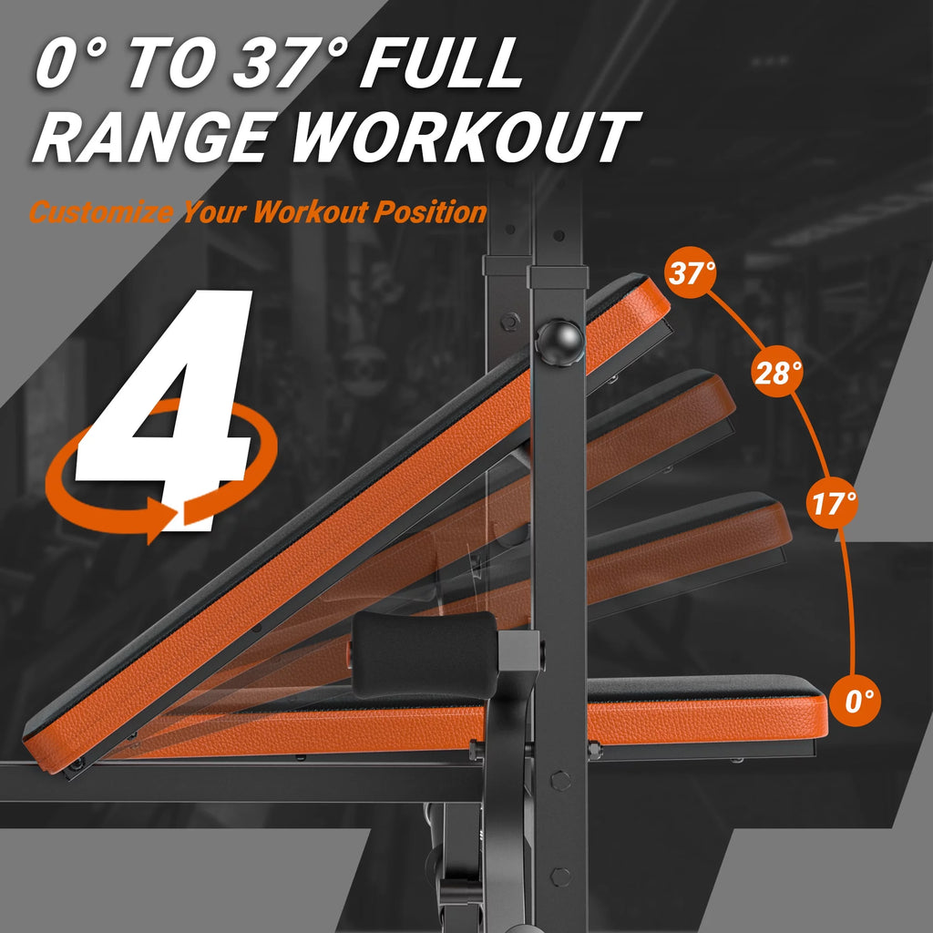Adjustable Weight Bench with Barbell Rack and Leg Developer K591318