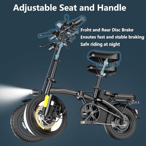 Peak 500W 23MPH Folding Electric Bike 48V 12AH D799655
