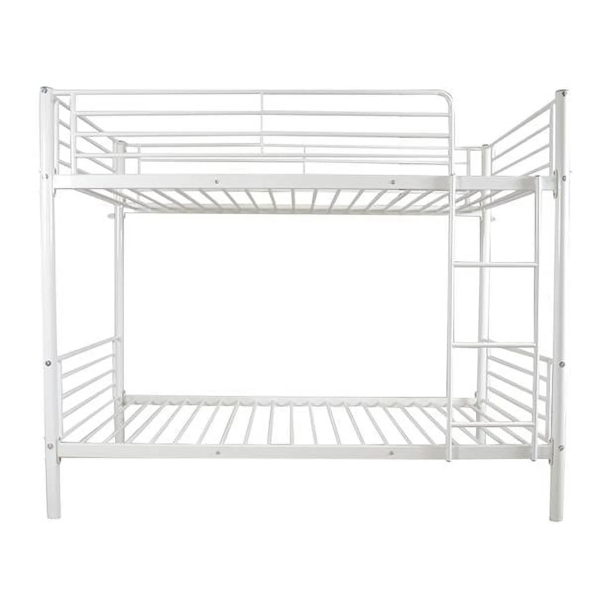 Twin Over Full Bunk Bed with Ladder and Guardrail White L487391