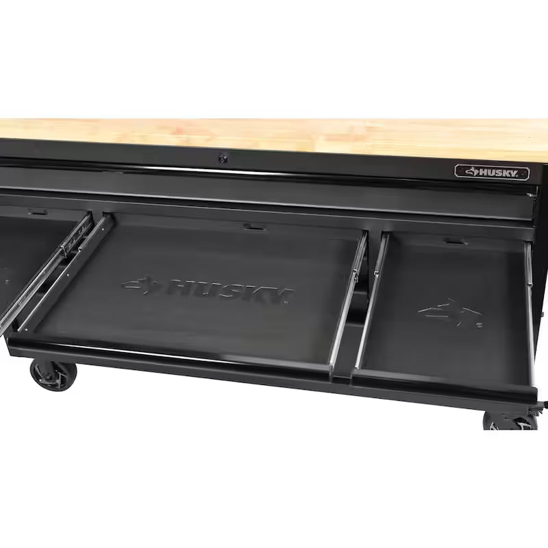 Heavy Duty 15-Drawer Mobile Workbench Tool Chest with Solid Wood Top in Matte Black N6794