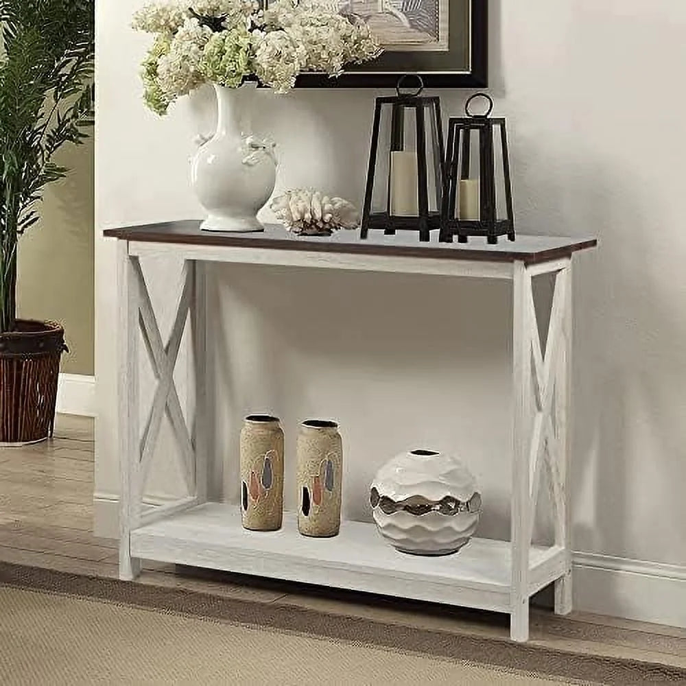 White Oak 2-Tier Console Table N43617