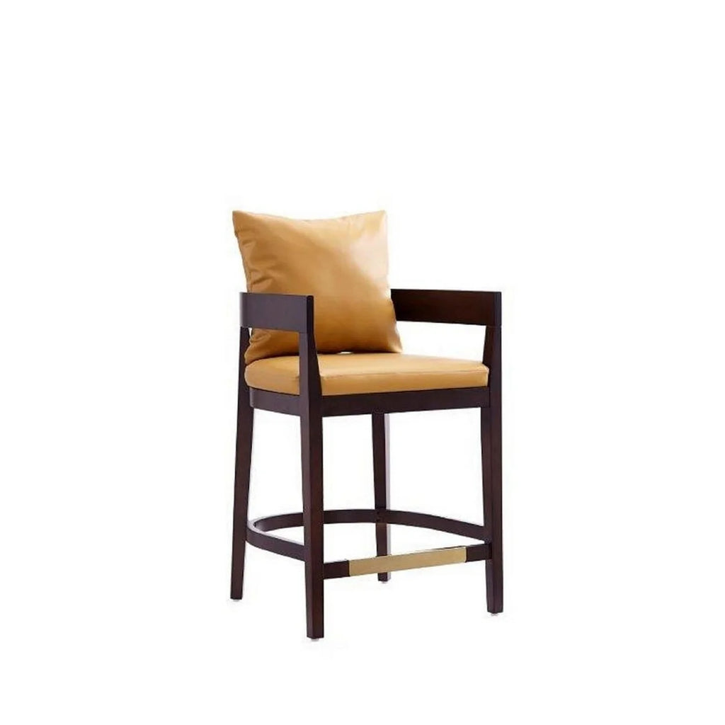 Camel and Dark Walnut Beech Wood Counter Height Bar Stool U278850