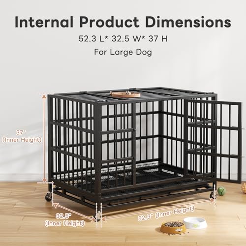48 Inch Heavy Duty Dog Crate with Lockable Wheels H490329