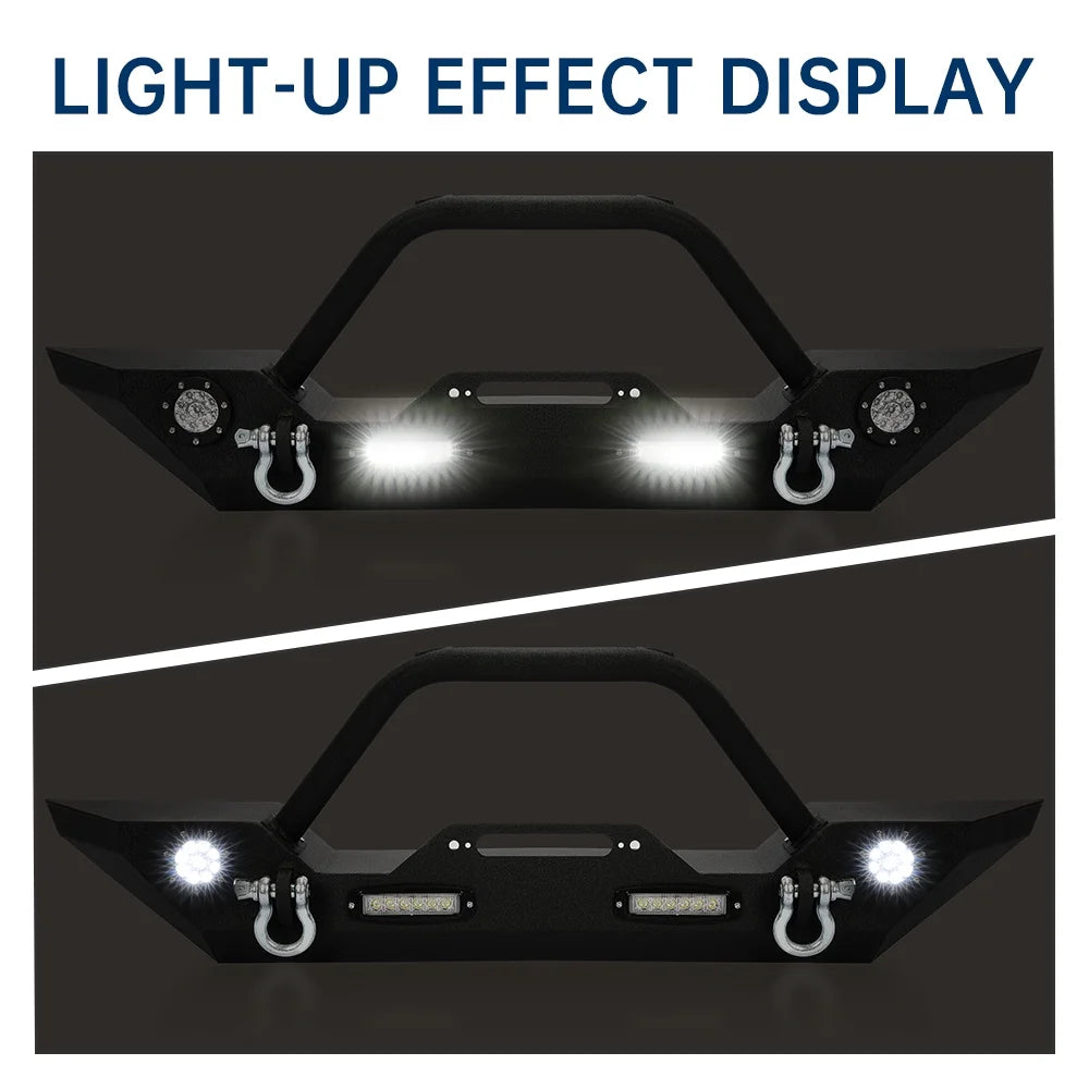 Front Bumper with Winch Plate LED Lights D-rings O684