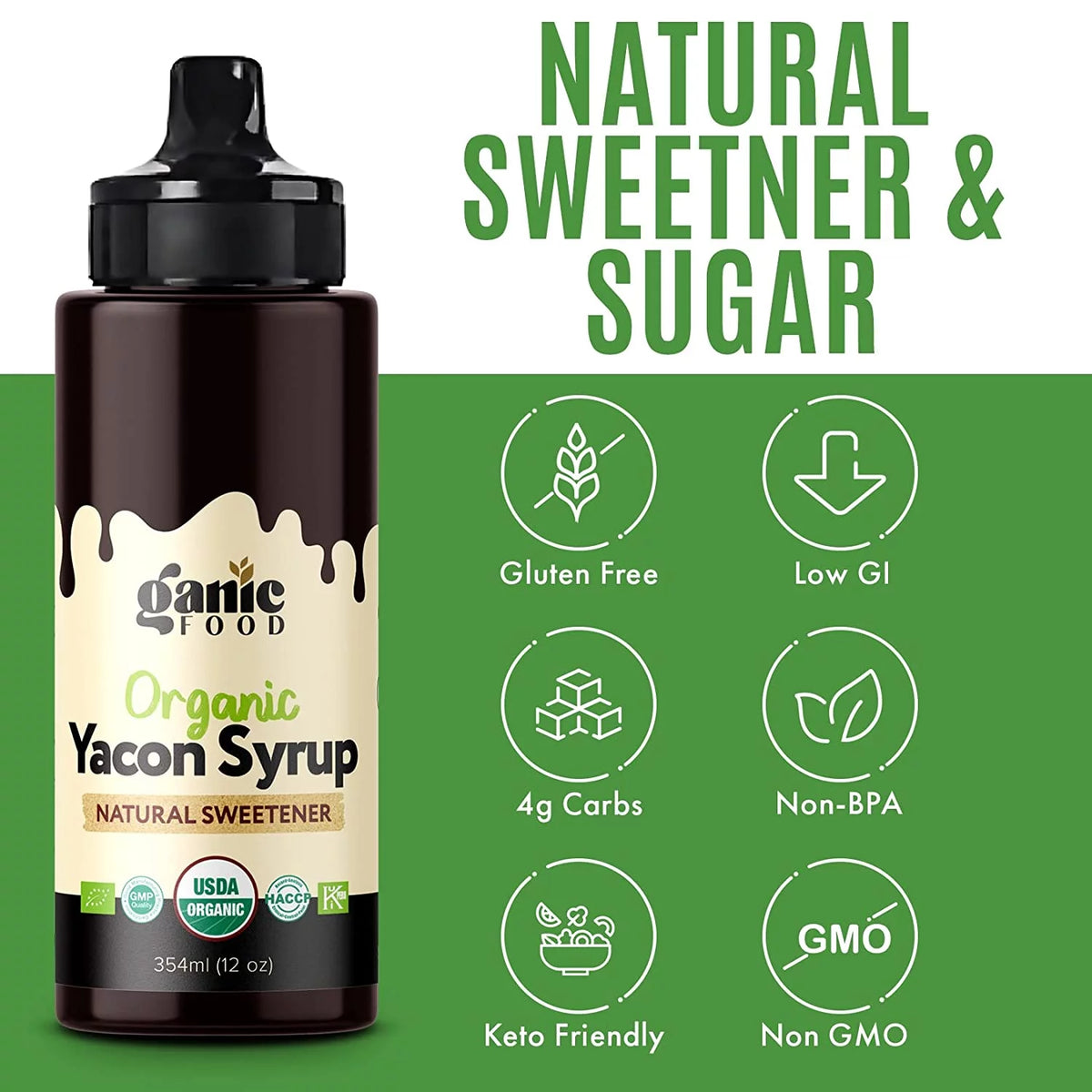 USDA Organic Yacon Syrup 12oz Natural Sweetener L28702
