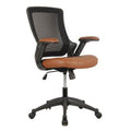 Brown Mid-Back Mesh Task Office Chair with Height Adjustable Arms Q833