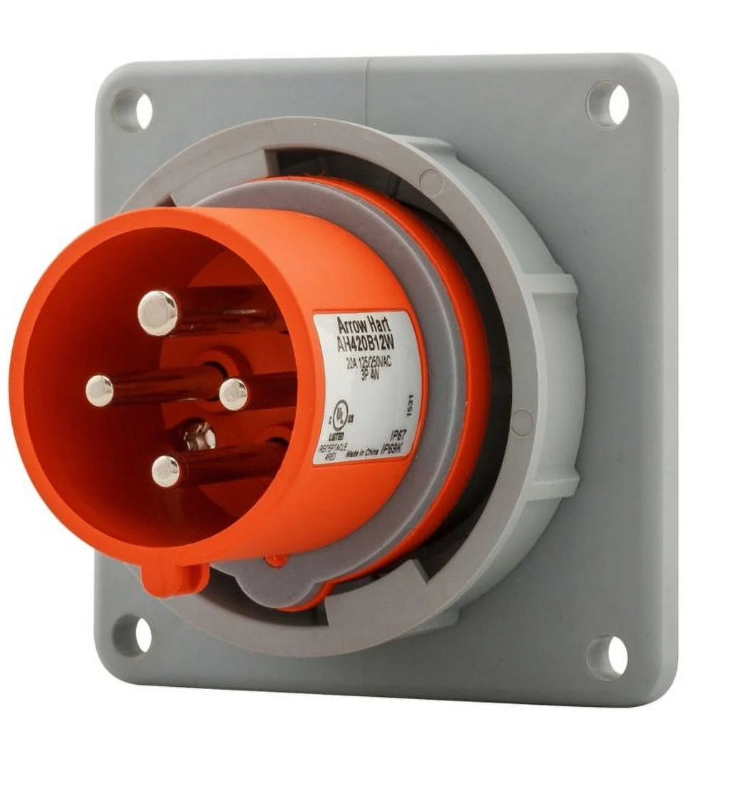 Pin and Sleeve Inlet, Orange, 20A, 125/250V K420