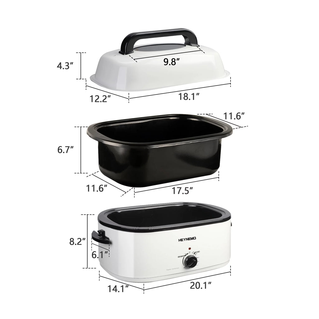 White 26 Quart Stainless Steel Electric Roaster Oven A835