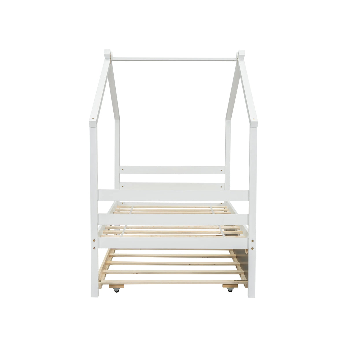 Twin Size White Bed Frame with Trundle D948295