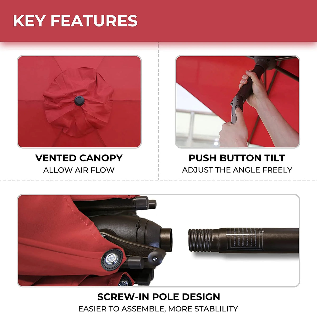 7.5ft Round Outdoor Market Umbrella with Push Button Tilt N31605