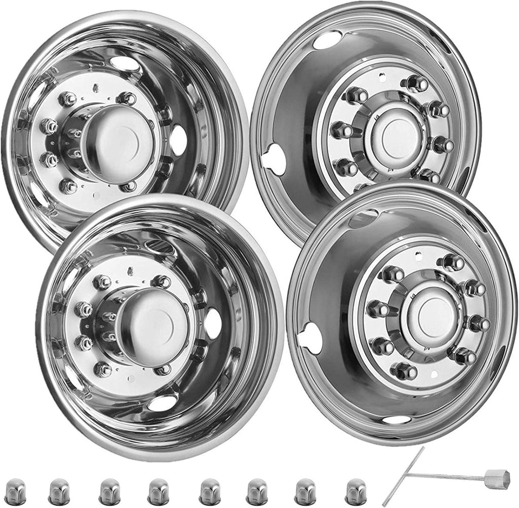 Stainless Steel 19.5 Inch 10 Lug Wheel Simulator 4PCS Hubcap Kit V6799