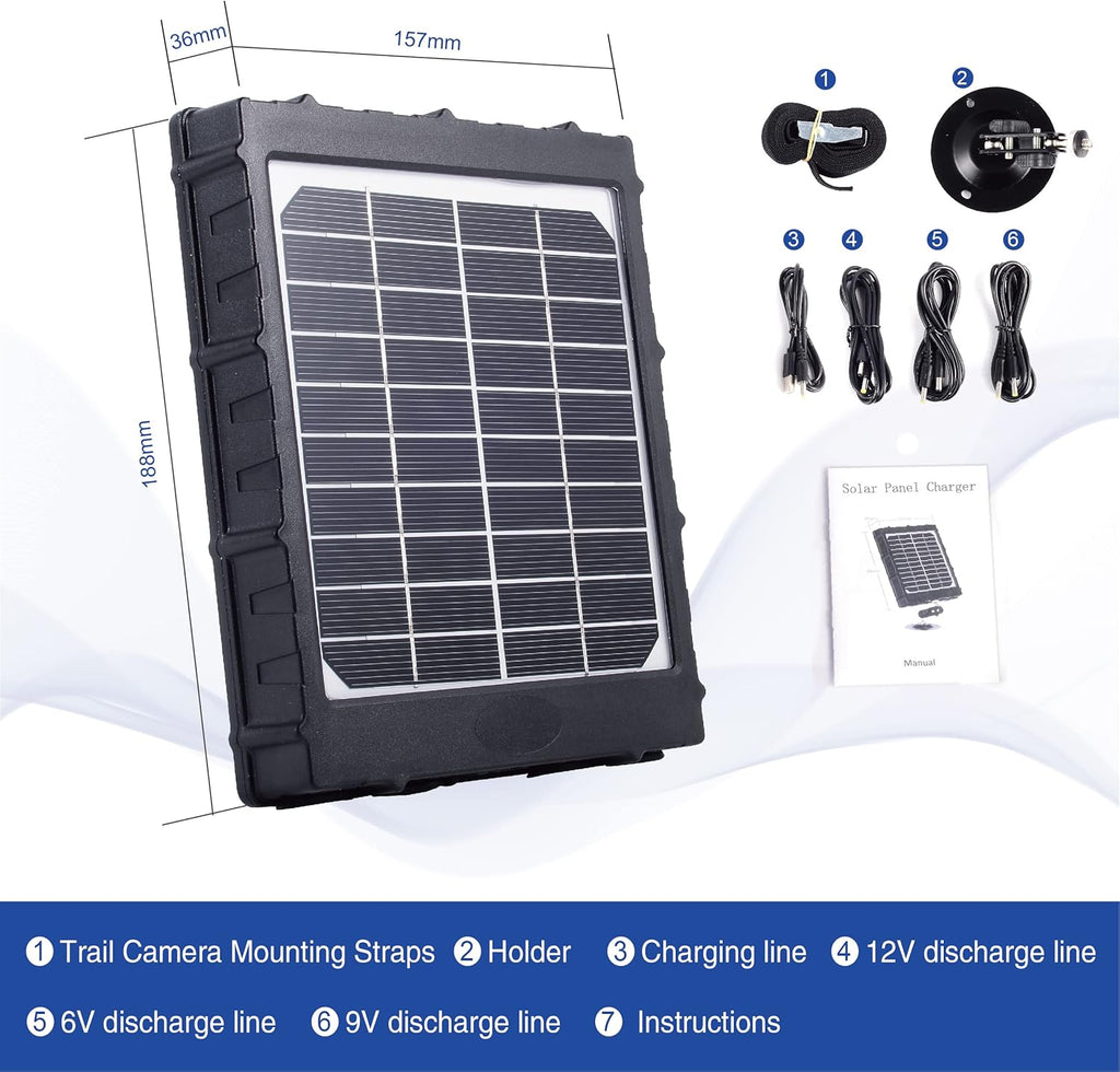 Solar Battery Charger Kit 12V/1.2A 9V/1.6A 6V/2.4A with 8000mAH Rechargeable Lithium Battery IP67 Waterproof Pack of 2 F277