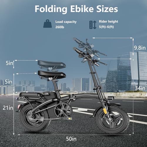 Peak 500W 23MPH Folding Electric Bike 48V 12AH D799655