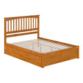 Queen Wood Platform Bed with Footboard and Trundle W728102