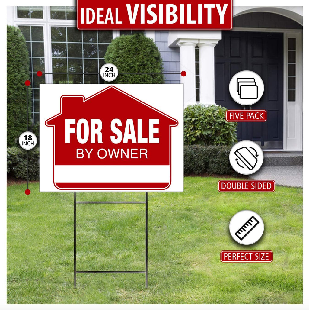 For Sale Signs (5 Pack) Double-Sided Yard Sign Stakes with Directional Arrows N78134